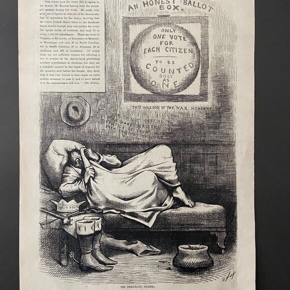 Thomas Nast, Woodcut Engraving, Political Cartoon, Harpers Weekly - Picture 1 of 3